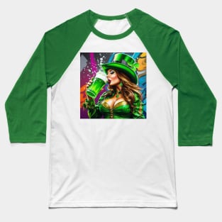 Sexy Irish St. Patrick's Day Green Beer Drinking Female Baseball T-Shirt